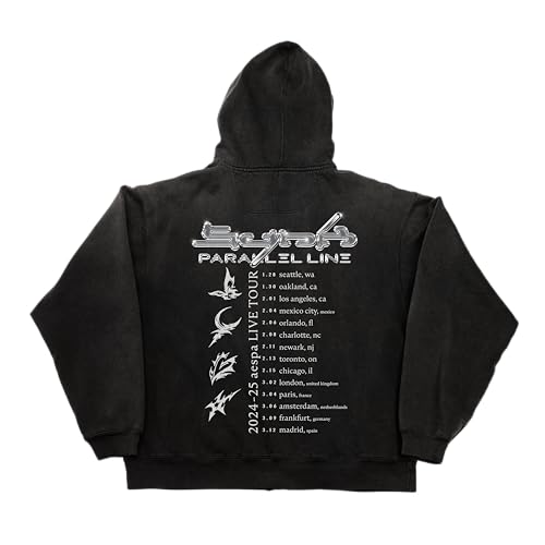 aespa Official SYNK PARALLEL LINE World Tour Merch Collection Dateback Zip-Up Hoodie