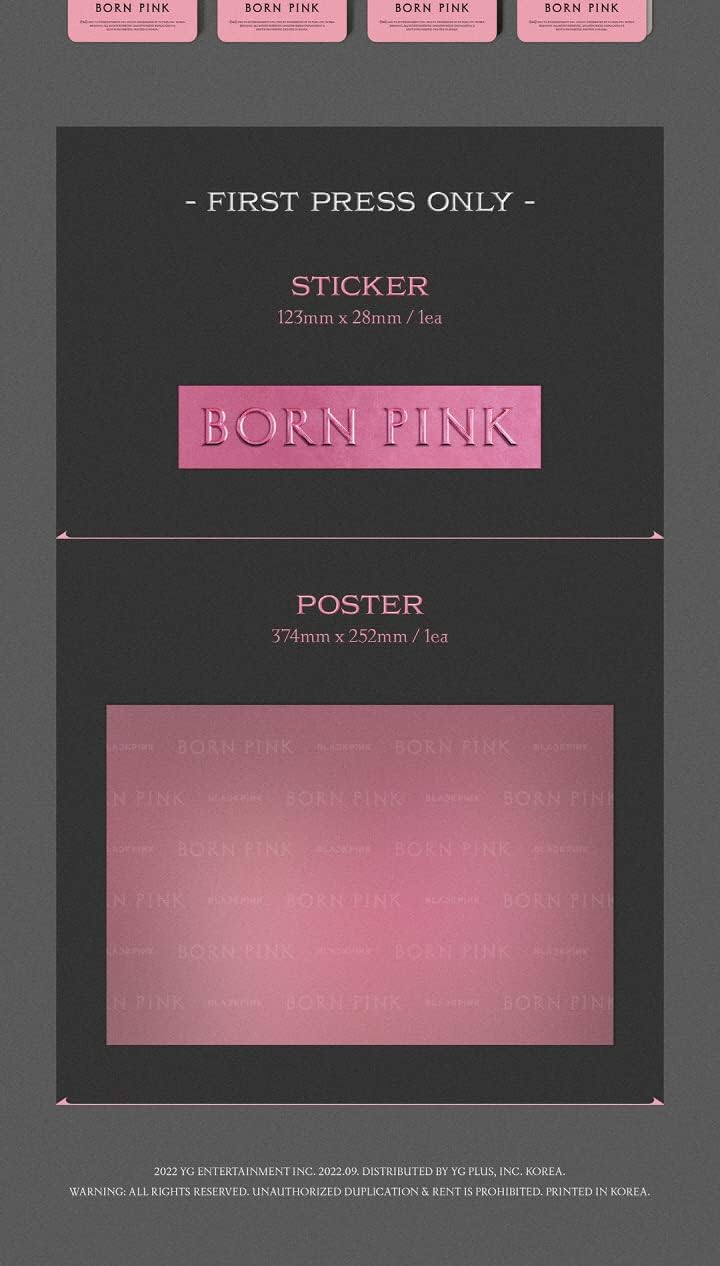 BLACKPINK BORN PINK 2nd Album BOX SET Version CD+Photobook+Accordion Lyrics Paper+Large Photocard+Postcard+Instant Film+Selfie Photocard+Tracking (PINK Version)