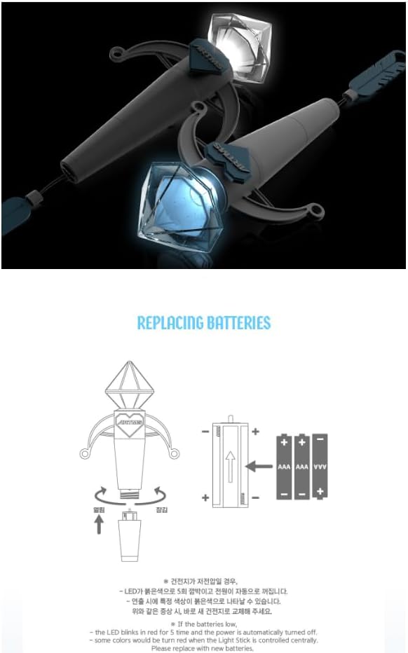 Dreamus Official K-POP LIGHT STICK - White, Blue - LED - Plastic - Battery Powered