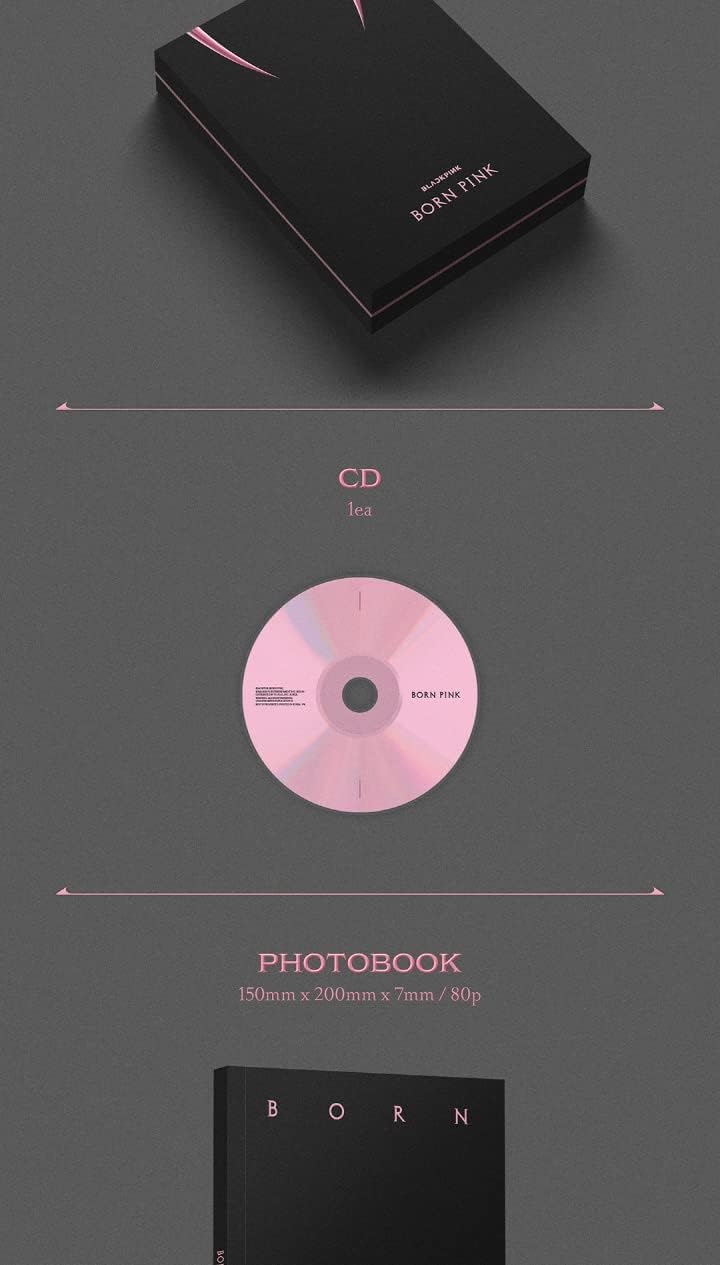 BLACKPINK BORN PINK 2nd Album BOX SET Version CD+Photobook+Accordion Lyrics Paper+Large Photocard+Postcard+Instant Film+Selfie Photocard+Tracking (PINK Version)