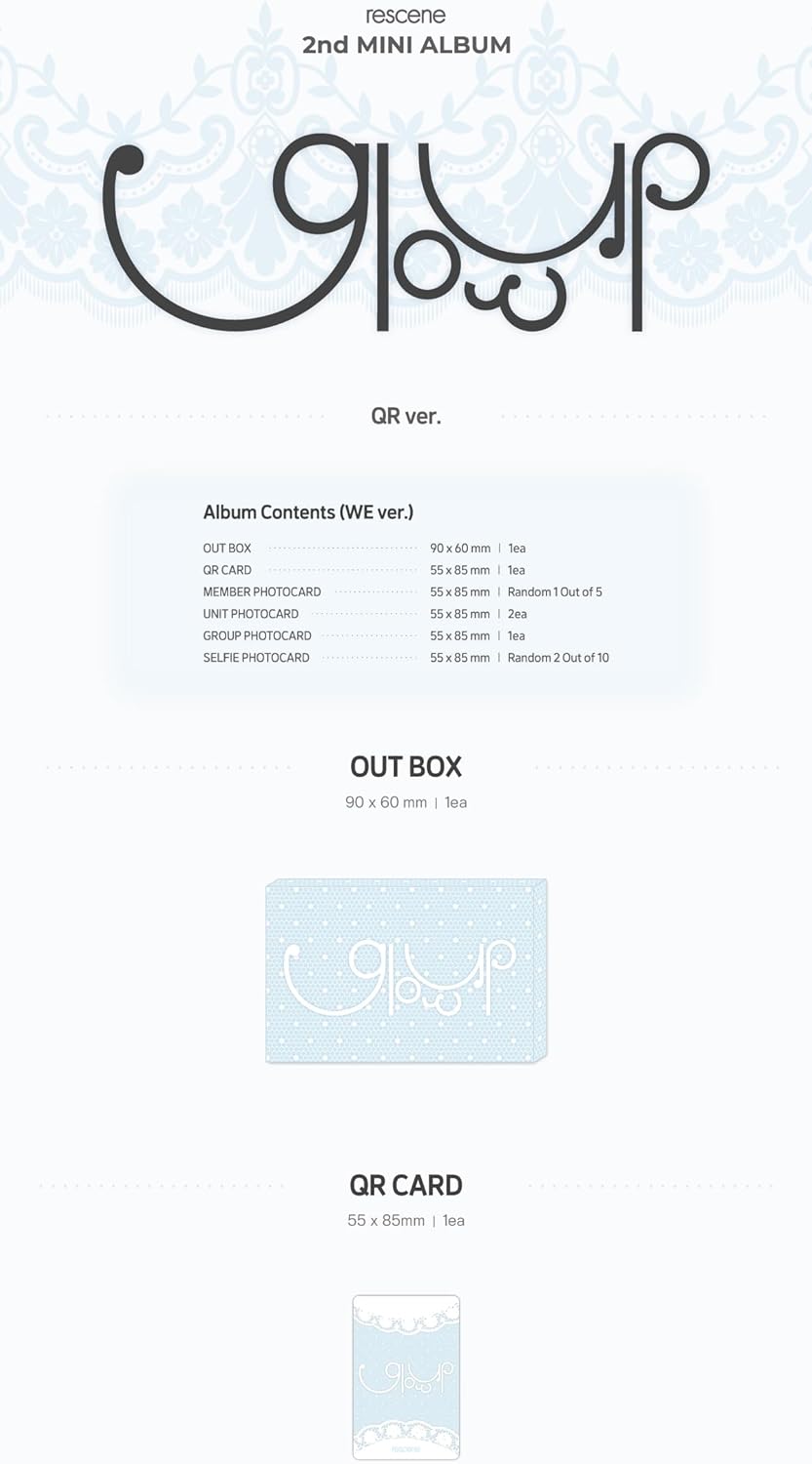 RESCENE Glow Up 2nd Mini Album QR 2 Version Set Outbox+1p QRcard+1p Member PhotoCard+2p Unit PhotoCard+1p Group PhotoCard+2p Selfie PhotoCard+Tracking Sealed
