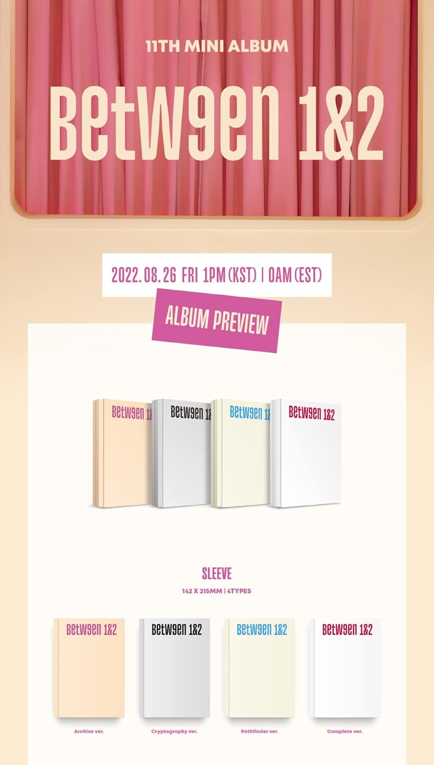 TWICE BETWEEN 1&2 11th Mini Album Pathfinder Version CD+1p Folding Poster On Pack+PhotoBook+1p Polaroid+Crosscode Postcard+1ea Sticker+5p PhotoCard+1ea Heart Glass+1p Message+Tracking Sealed