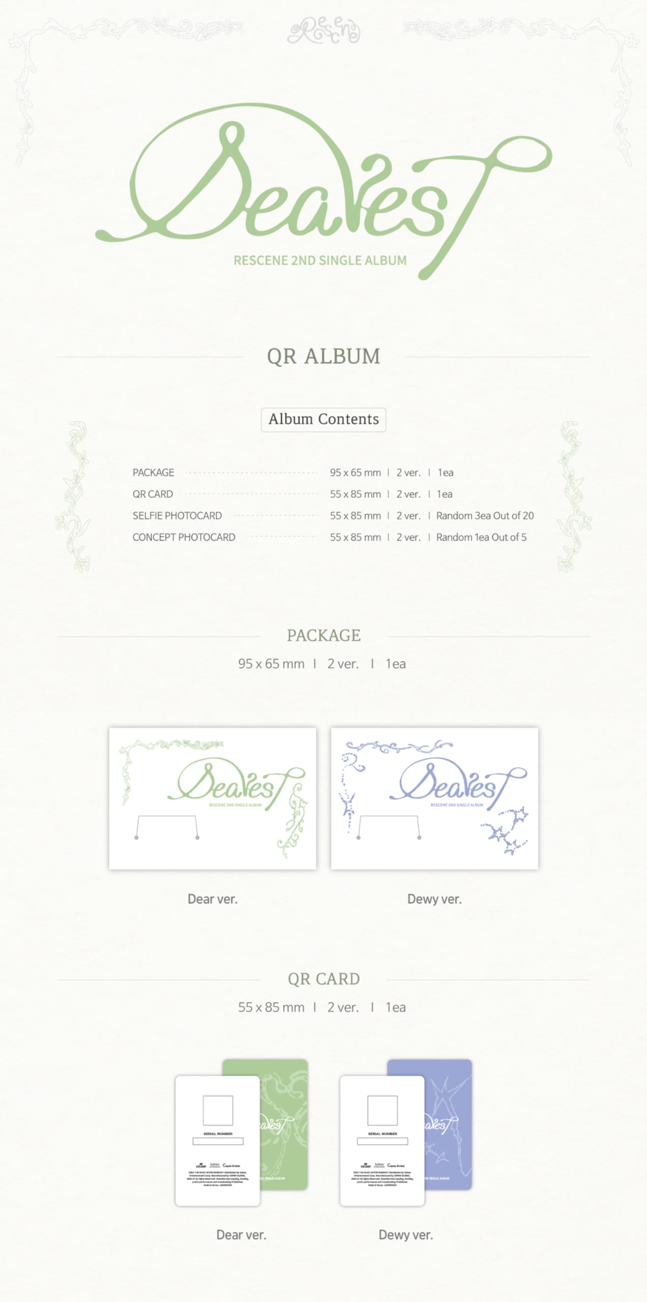 RESCENE Dearest 2nd Single Album with Tracking Sealed (QR Random Version)