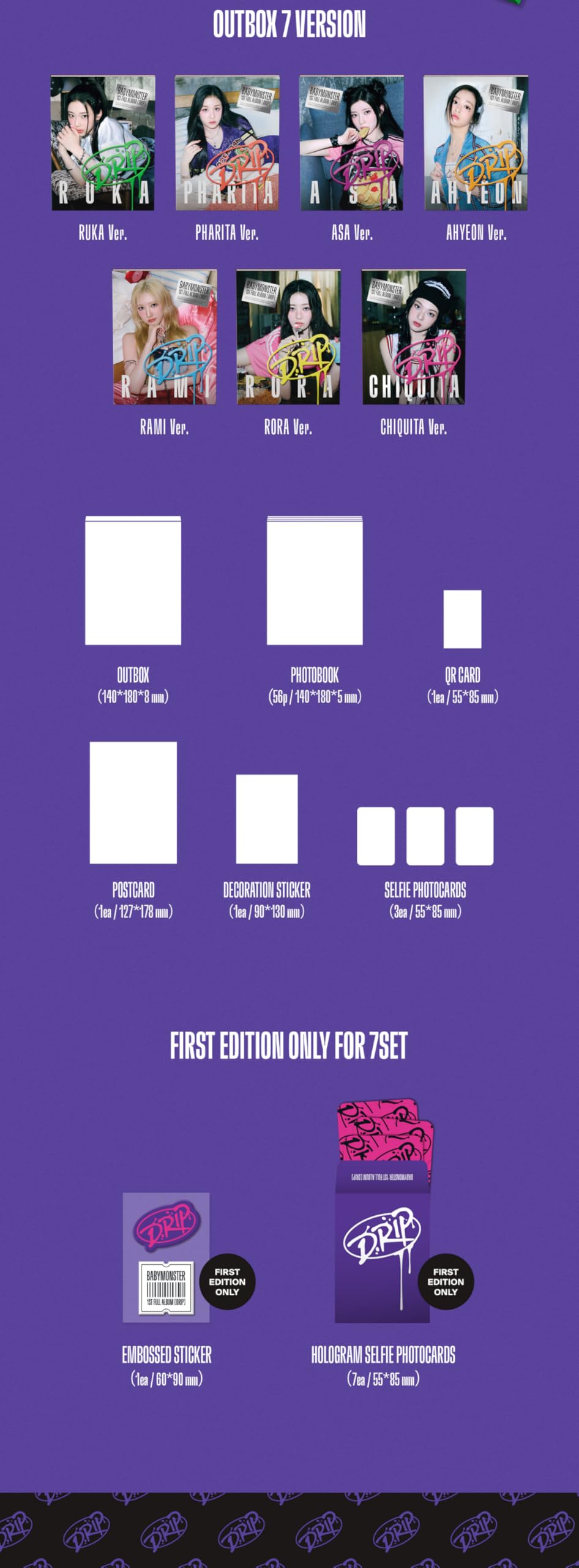 BABYMONSTER DRIP 1st Full Album with Tracking Sealed Baby Monster (Limited Bandana Version)