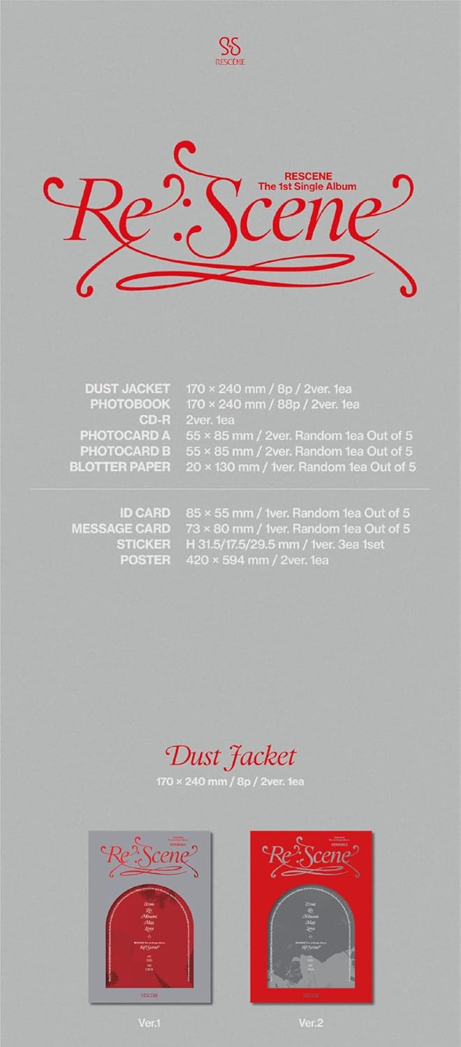 RESCENE Re:Scene 1st Single Album Dust jacket+Photobook+Photocard+Blotter paper+Tracking Sealed SET Ver.1+Ver.2