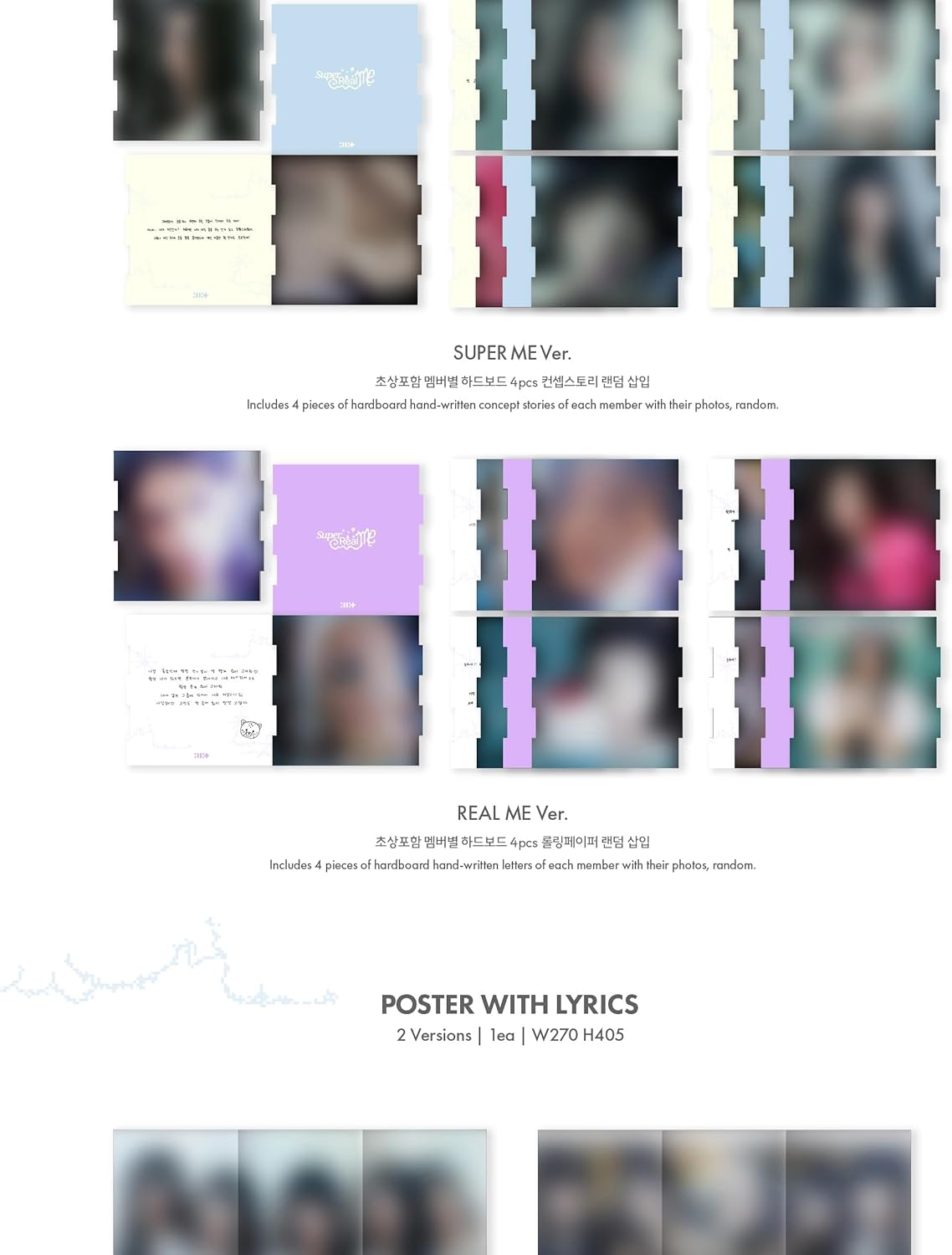 DREAMUS ILLIT Super Real ME 1st Mini Album CD+Poster with Lyrics on Pack+Photobook+Photocard A+Photocard B+Sticker+Paper Magnet+Paper Ornaments+Tracking Sealed (Super ME Version)