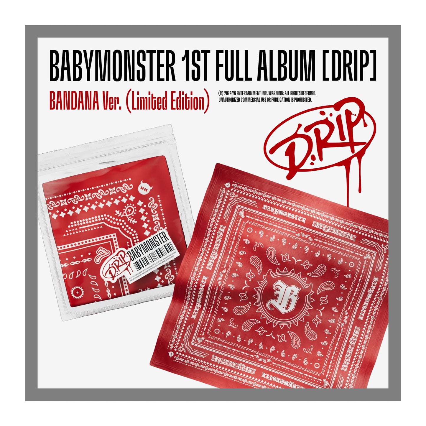 BABYMONSTER DRIP 1st Full Album with Tracking Sealed Baby Monster (Limited Bandana Version)