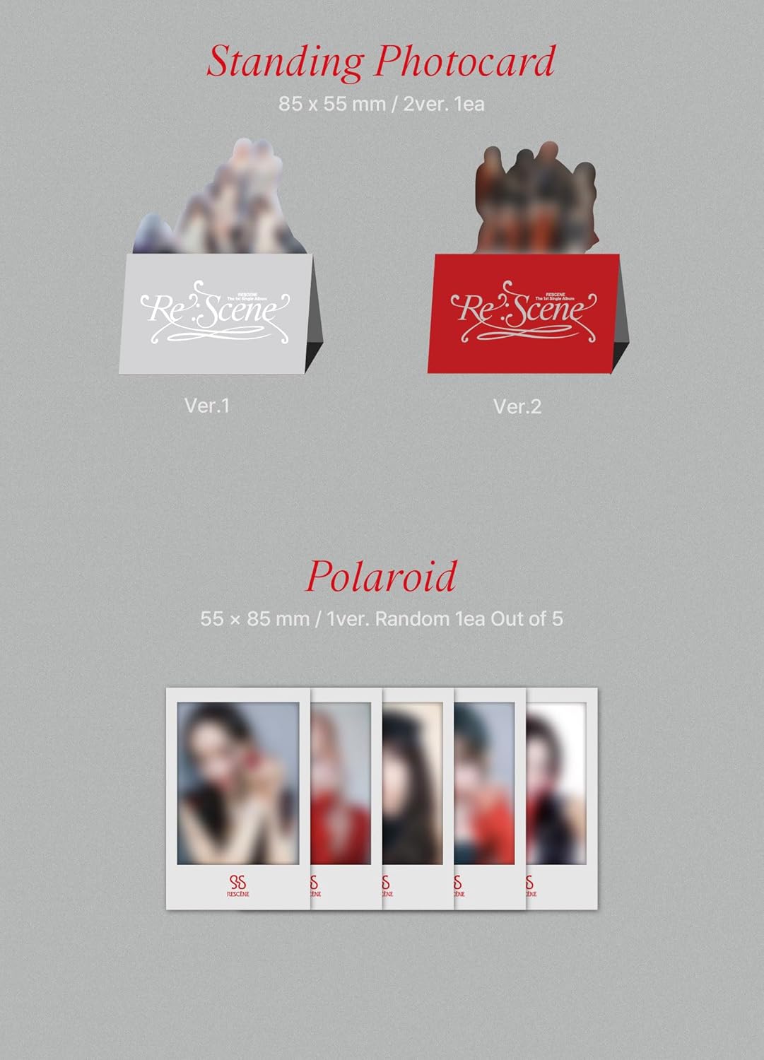 RESCENE Re:Scene 1st Single Album PLVE 2 Version SET OutBox+1p Image Card+1p Sefie PhotoCard+1ea Standing PhotoCard+1p Polaroid+1ea Deco Sticker+Tracking Sealed