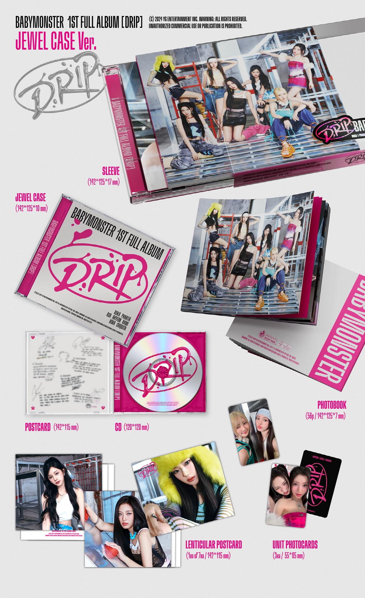 BABYMONSTER DRIP 1st Full Album with Tracking Sealed Baby Monster (Limited Bandana Version)