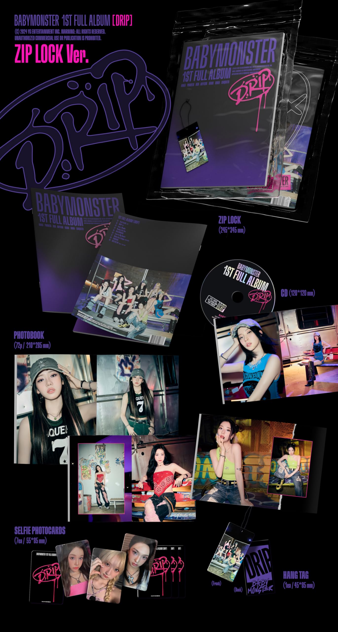 BABYMONSTER DRIP 1st Full Album with Tracking Sealed Baby Monster (Limited Bandana Version)