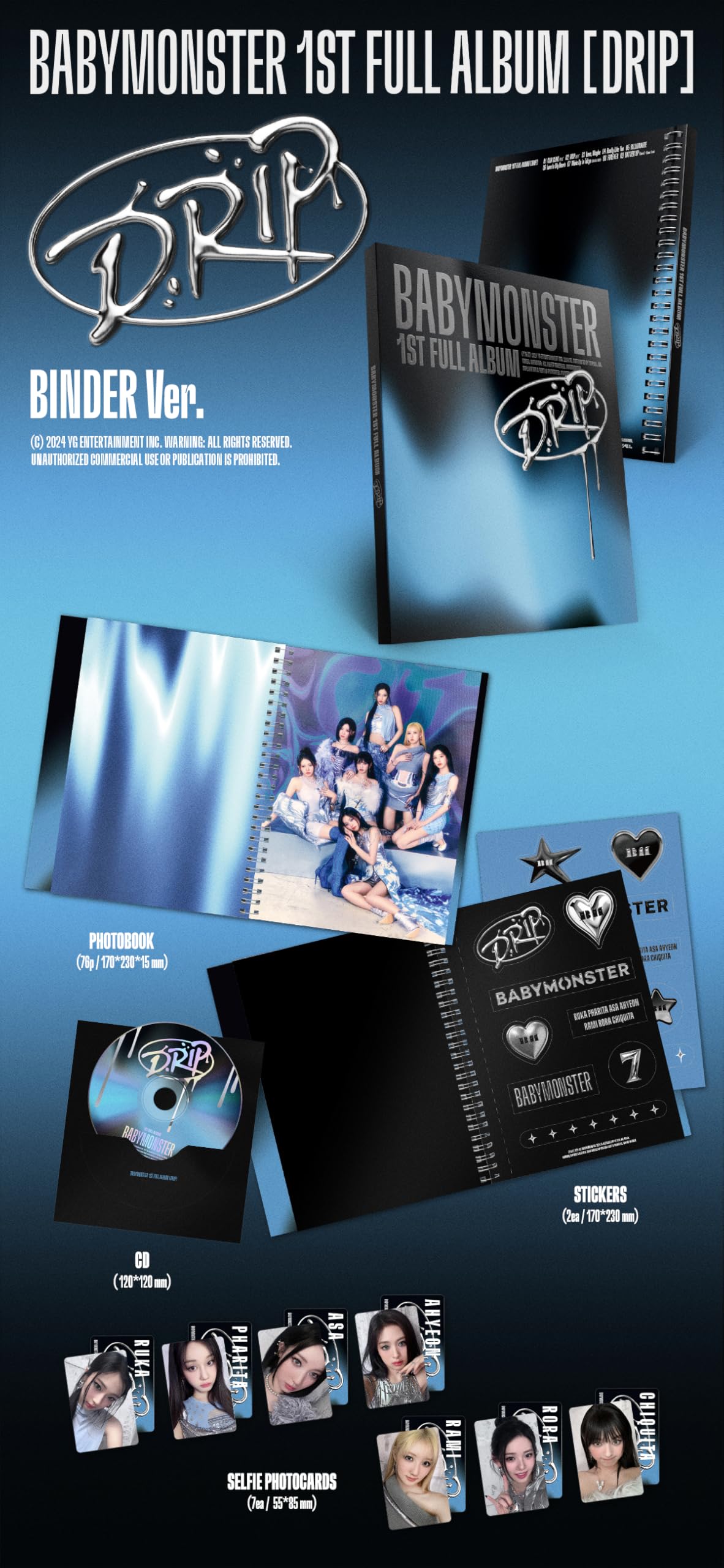 BABYMONSTER DRIP 1st Full Album with Tracking Sealed Baby Monster (Limited Bandana Version)