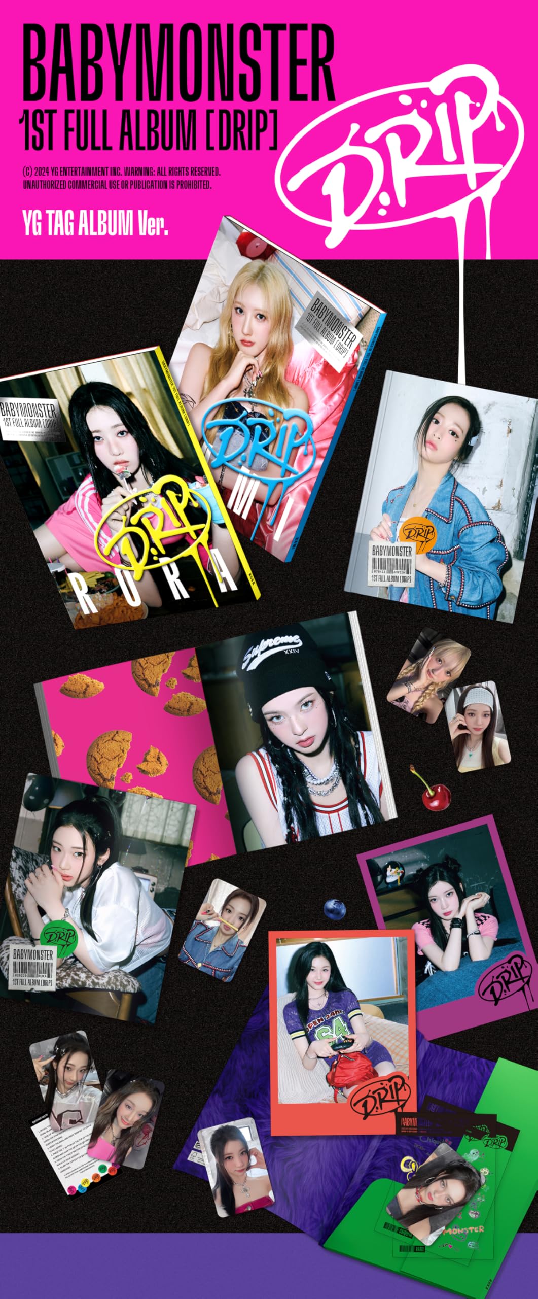 BABYMONSTER DRIP 1st Full Album with Tracking Sealed Baby Monster (Limited Bandana Version)