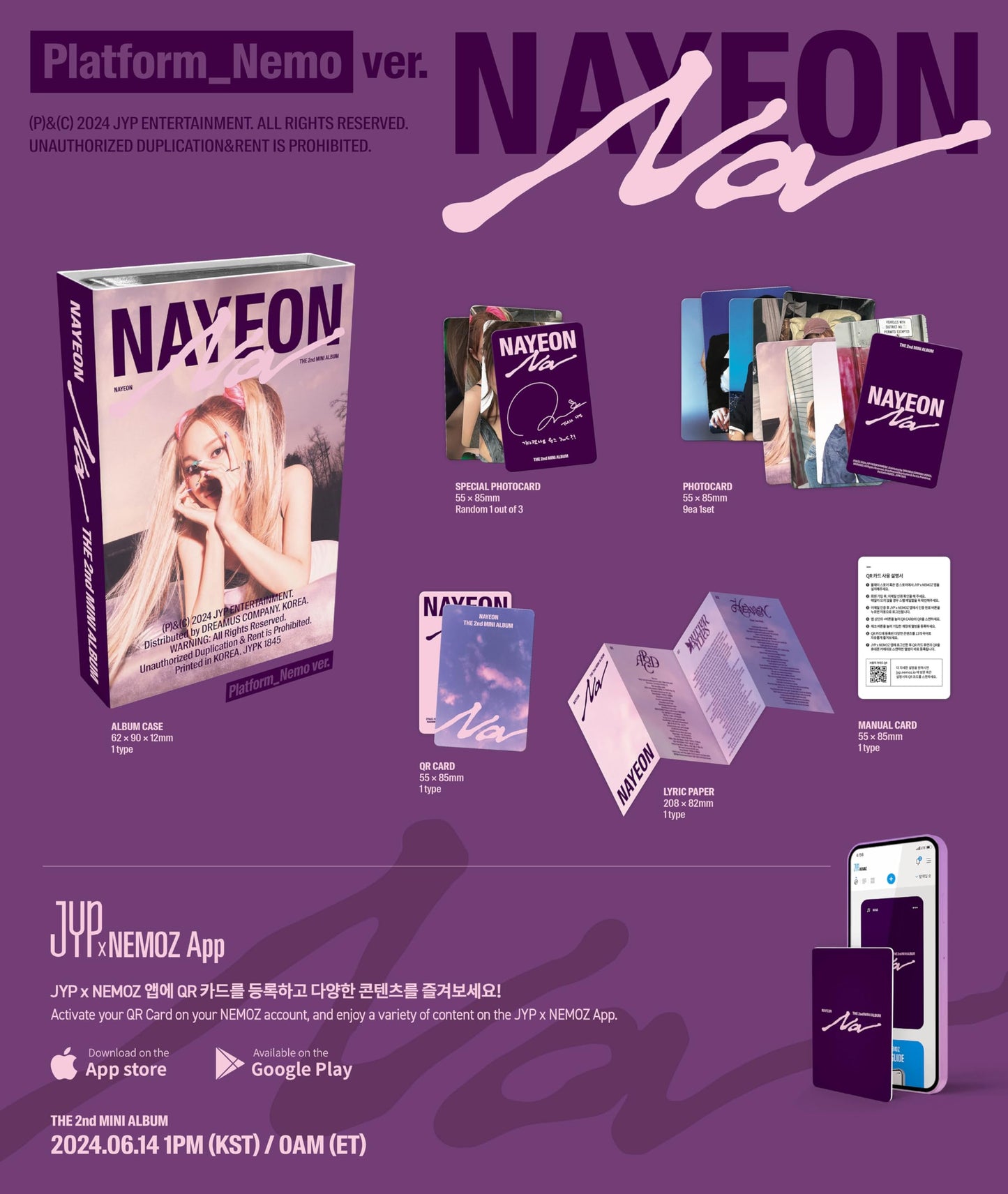 Na - Nayeon (Twice) 2nd Mini Album Full Set (A+B+C+Digipack+Nemo)