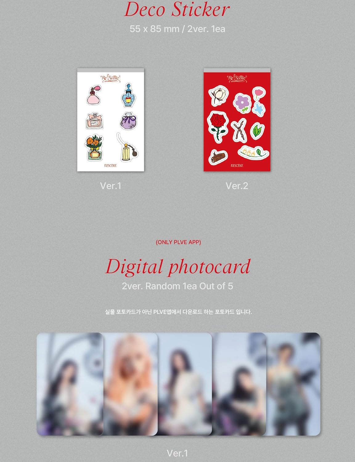 RESCENE Re:Scene 1st Single Album PLVE 2 Version SET OutBox+1p Image Card+1p Sefie PhotoCard+1ea Standing PhotoCard+1p Polaroid+1ea Deco Sticker+Tracking Sealed