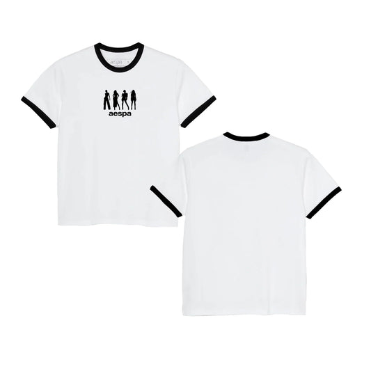 aespa Official SYNK PARALLEL LINE World Tour Merch Collection Whiplash Silhouette Ringer T-Shirt