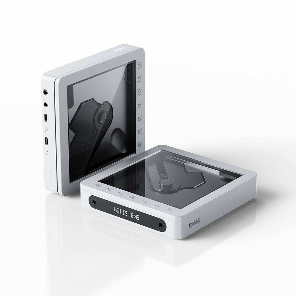 FiiO DM13 Multifunctional Portable Stereo CD Player with Long-Lasting Battery, Supports USB Ripping, Optical/coaxial/3.5mm/4.4mm outputs (Transparent Bluetooth)