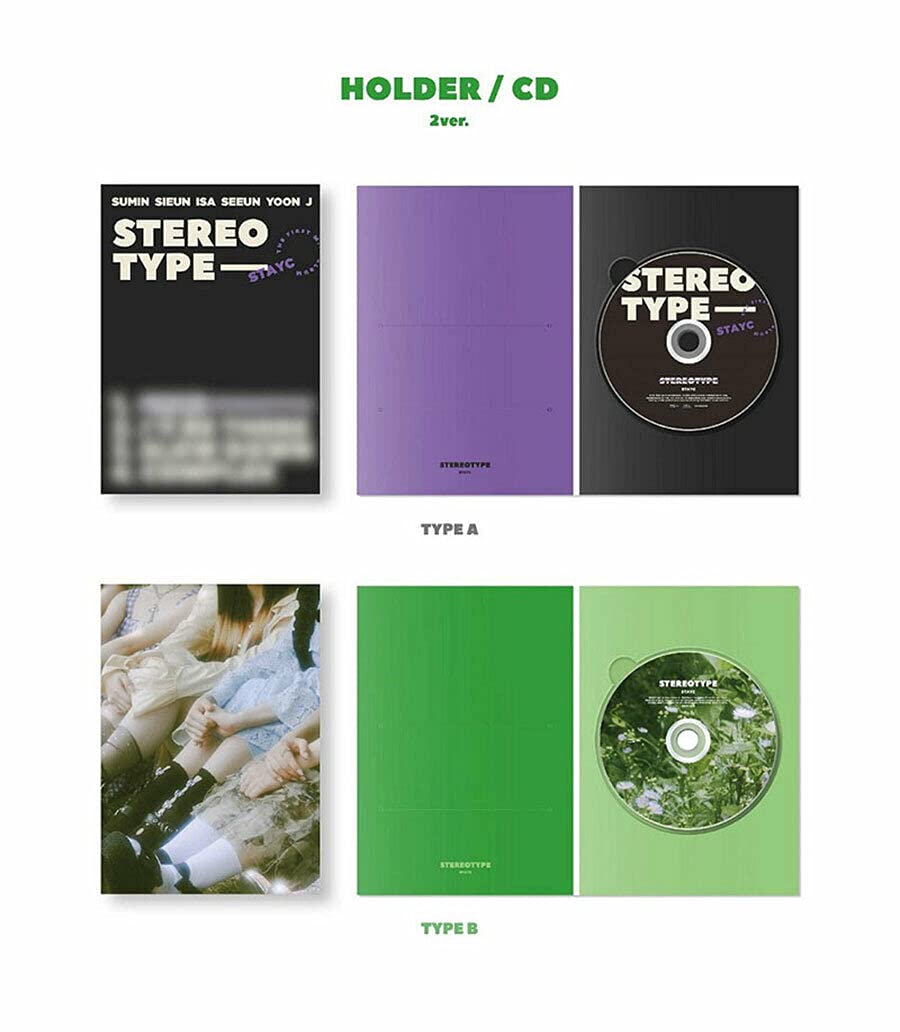 STAYC STEREOTYPE 1st Mini Album [ A ] VER. CD+84p Photo Book+Holder+Folding Poster(On pack)+Post Card+Photo Card+Stayc Official Fragrance Card+Scratch Card+Special Photo Card