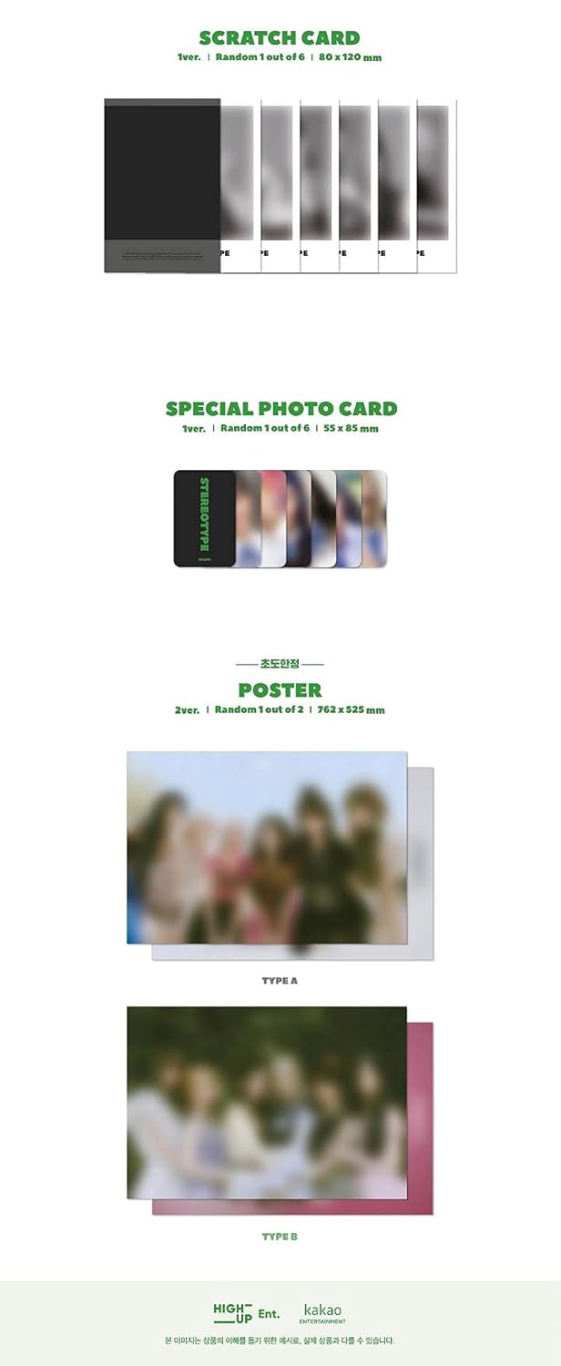 STAYC Stereotype 1st Mini Album Type B 1p Folding Poster On Pack+84p PhotoBook+1p Post+1p PhotoCard+1p Fragrance+1p Scratch+1p Special Card+Tracking Sealed