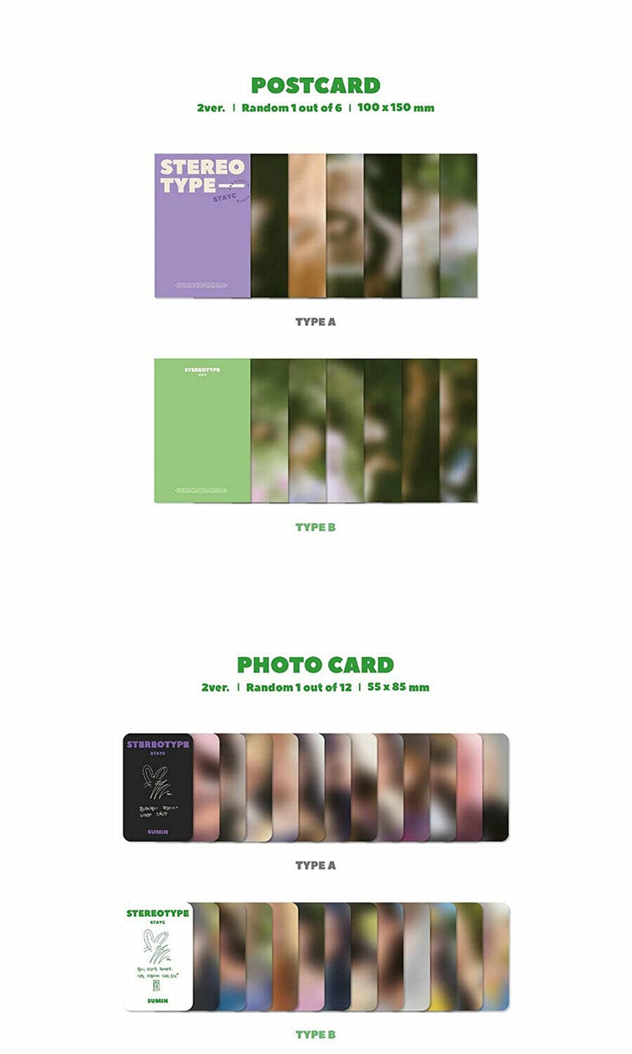 STAYC STEREOTYPE 1st Mini Album [ A ] VER. CD+84p Photo Book+Holder+Folding Poster(On pack)+Post Card+Photo Card+Stayc Official Fragrance Card+Scratch Card+Special Photo Card