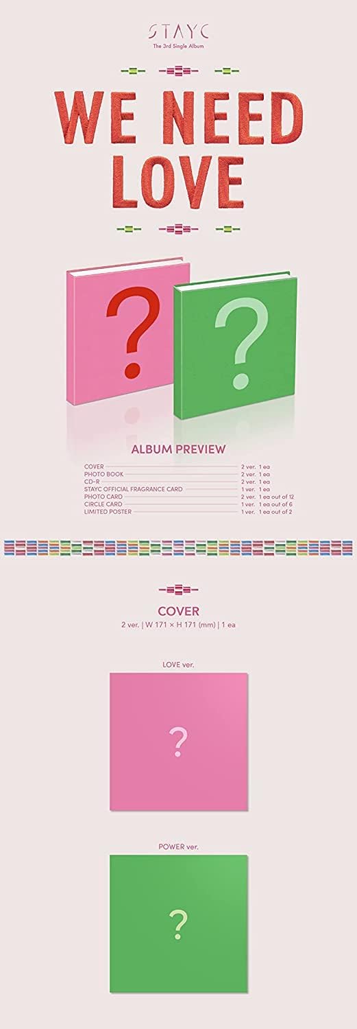 Dreamus STAYC -WE Need Love [Power ver.] (3rd Single Album) Album+Pre Order Benefits+Culturekorean Gift(Decorative Stickers,Photocards)