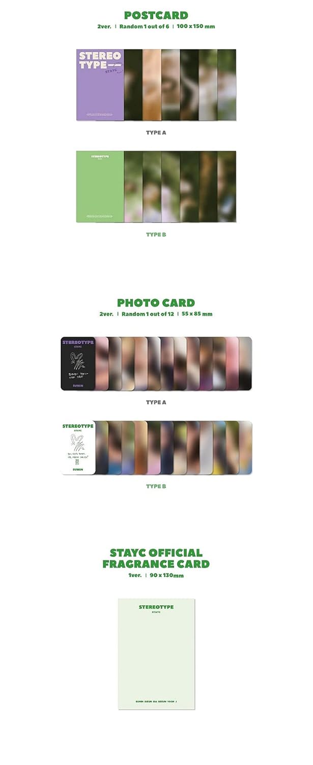 STAYC Stereotype 1st Mini Album Type B 1p Folding Poster On Pack+84p PhotoBook+1p Post+1p PhotoCard+1p Fragrance+1p Scratch+1p Special Card+Tracking Sealed
