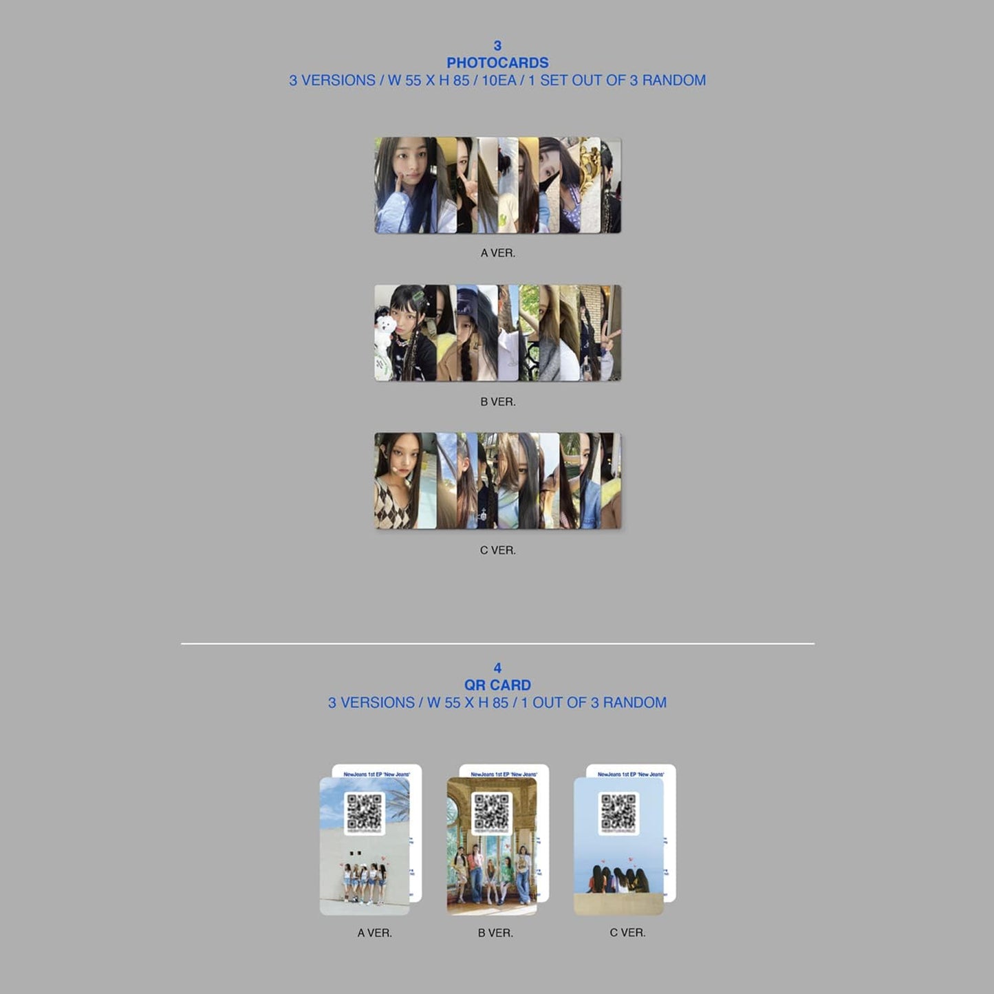 NewJeans - 1st EP [New Jeans] (Weverse Albums) Out Box + Lyrics + Photocards + QR Card + 3 Extra Photocards
