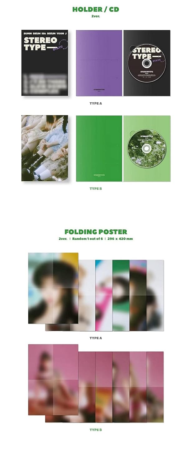 STAYC Stereotype 1st Mini Album Type B 1p Folding Poster On Pack+84p PhotoBook+1p Post+1p PhotoCard+1p Fragrance+1p Scratch+1p Special Card+Tracking Sealed