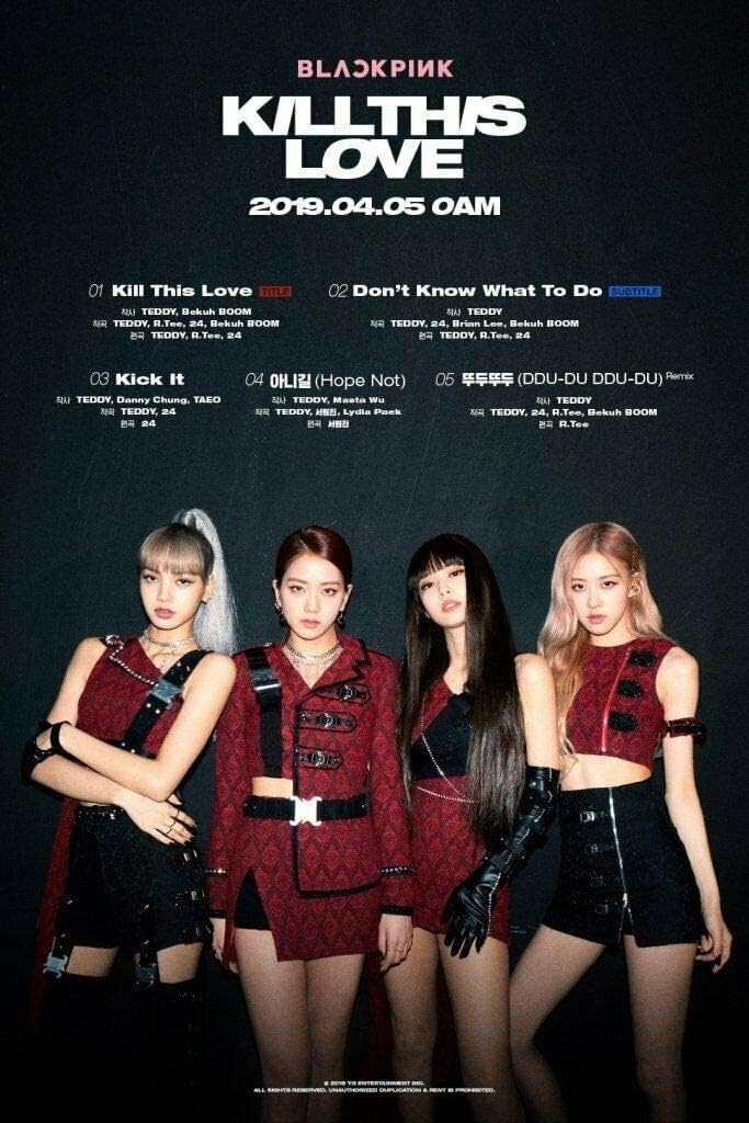 Blackpink - [Kill This Love] 2nd Mini Album Pink Ver. CD+1p Poster/On+52p PhotoBook+16p Photo Zine+10p Accordion Lyrics Book+4p PhotoCard+1p Polaroid+Sticker SET+Tracking K-POP Sealed