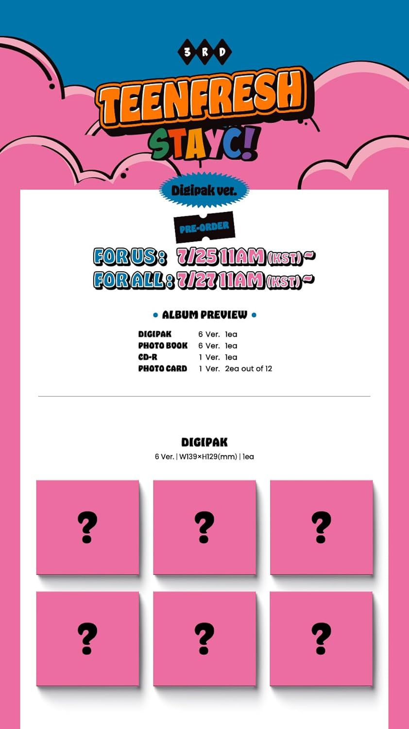 STAYC TEENFRESH 3rd Mini Album Digipack SEEUN Version CD+12p PhotoBook+2p PhotoCard+Tracking Sealed