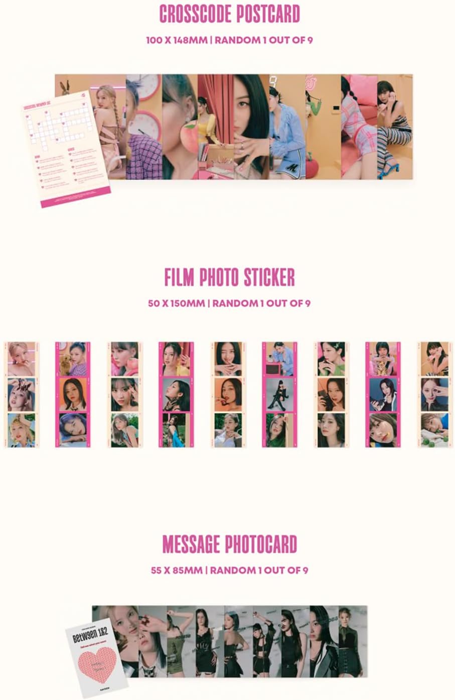 TWICE - [BETWEEN 1&2] (Complete Ver.) Photobook + CD-R + BOX + Polaroid + Postcard + Sticker + Message Photocard + Heart Glass + Folded Poster + Photocard + 2 Pin Button Badges