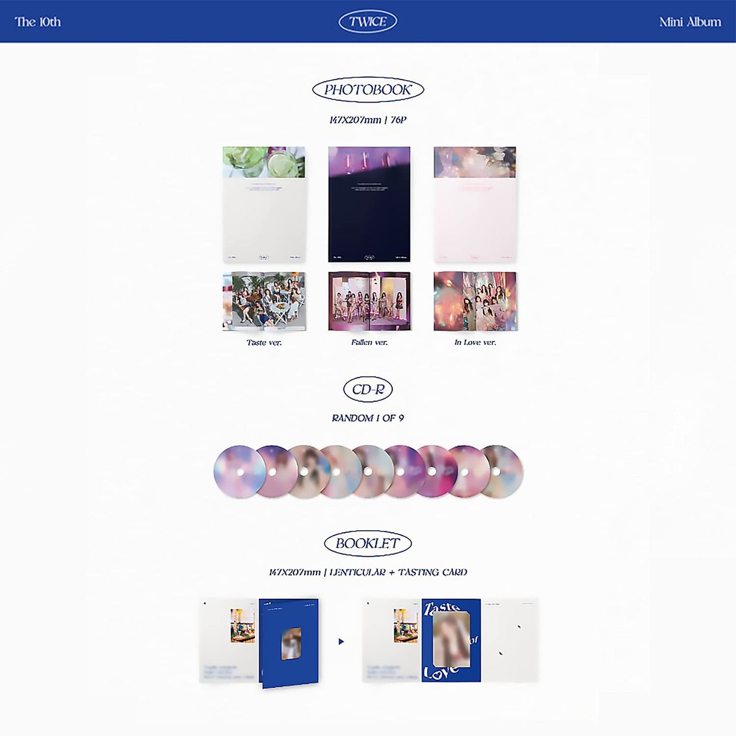 TWICE 10th Mini Album - Taste of Love [ Fallen Ver. ] Photobook + CD-R + Booklet + Lenticular + Tasting Card + Coaster + Photocard