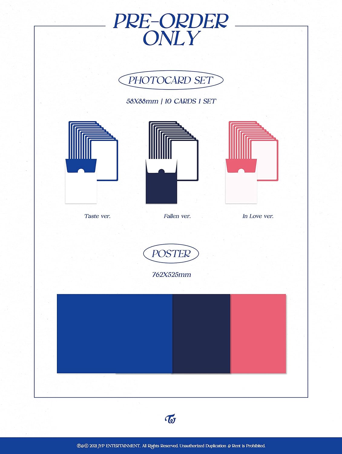 JYP Ent Twice - Taste of Love [Random ver.] (The 10th Mini Album) [Pre Order] CD+Photobook+Folded Poster+Others with Tracking, Extra Decorative Stickers, Photocards