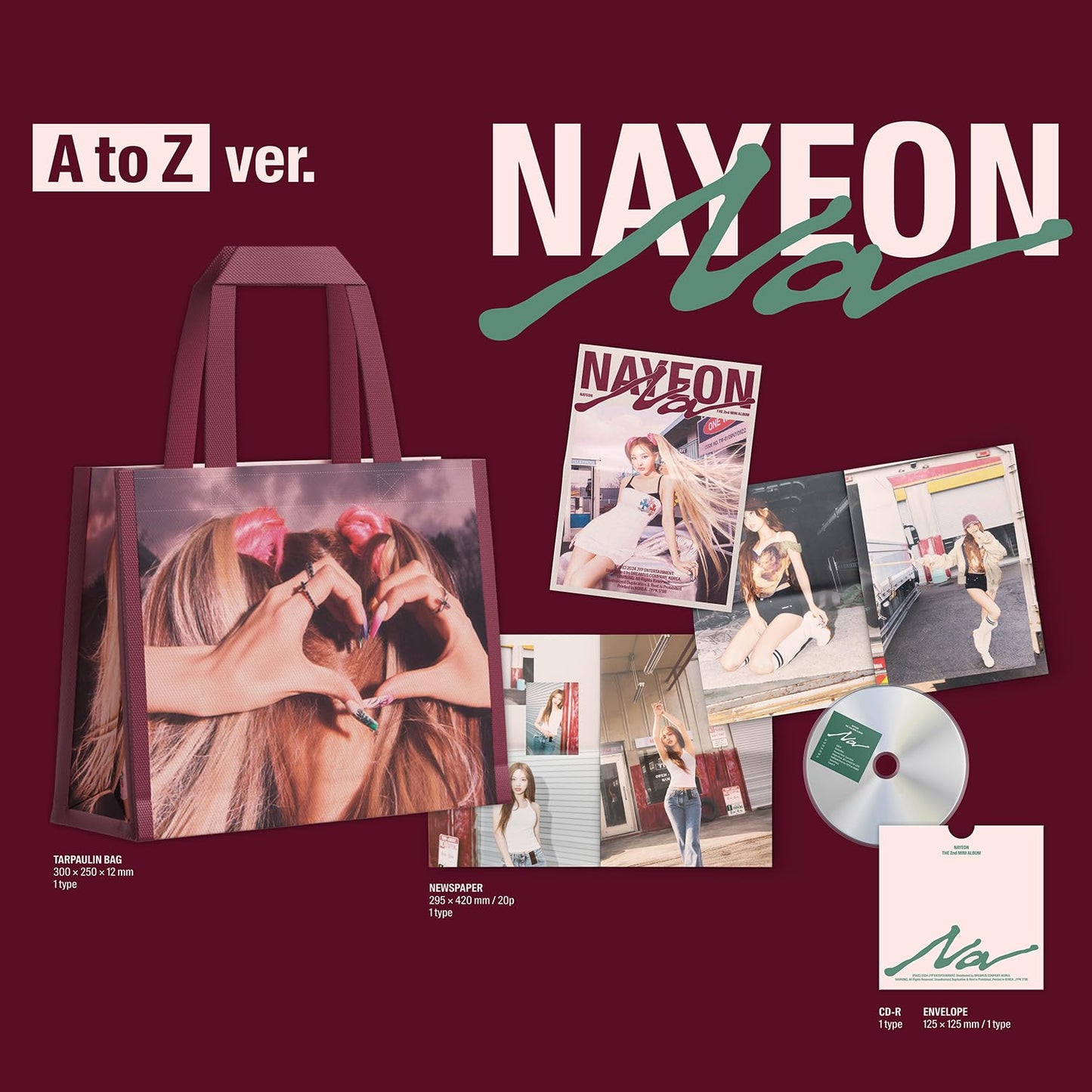 Na - Nayeon (Twice) 2nd Mini Album 'A to Z' version with Tarpaulin bag + Newspaper