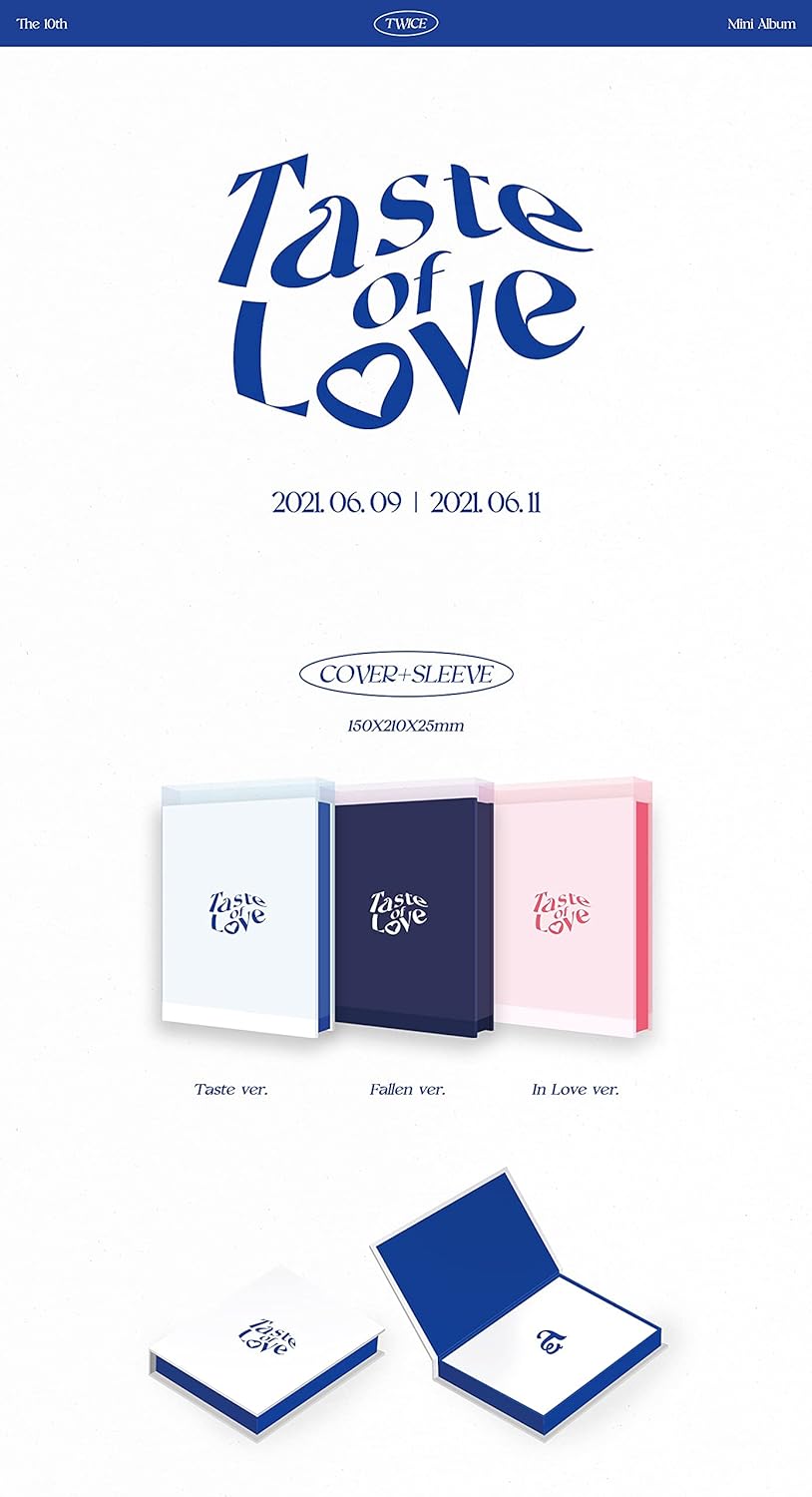 JYP Ent Twice - Taste of Love [Random ver.] (The 10th Mini Album) [Pre Order] CD+Photobook+Folded Poster+Others with Tracking, Extra Decorative Stickers, Photocards