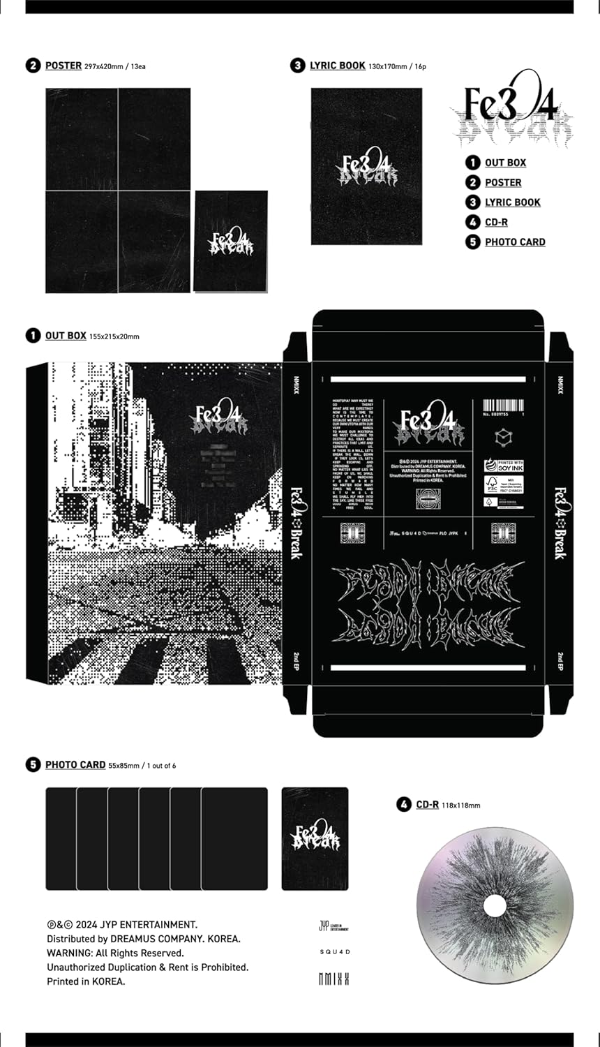NMIXX Fe3O4 : Break 2nd Mini Album POSTER Version 13p Poster on Pack+16p Lyric Book+1p PhotoCard+Tracking Sealed Fe304