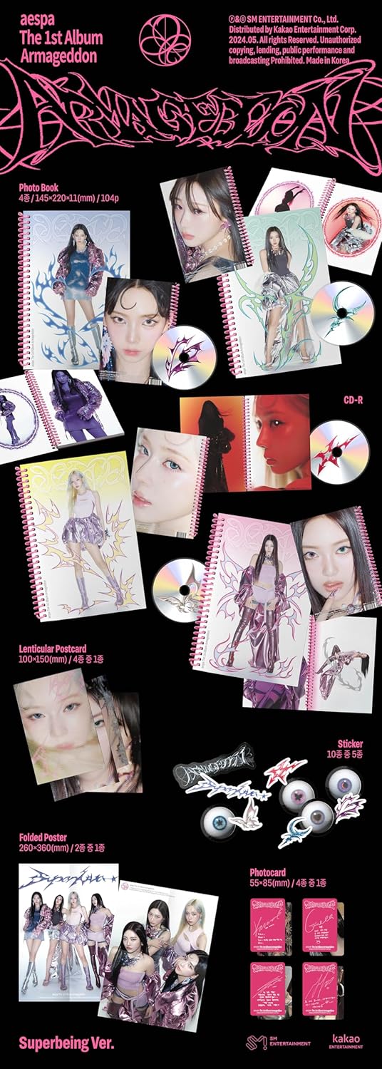Dreamus AESPA Album - Armageddon (Superbeing Ver.) (Superbeing) Random ver.+Pre Order Benefits+BolsVos Exclusive K-POP Giveaways Package