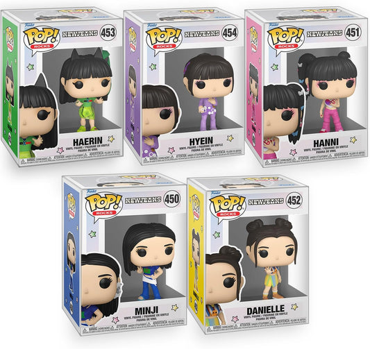 Pop NewJeans - Set of 5 - Minji, Hanni, Danielle, Haerin & Hyein New Jeans Vinyl Figures Included with Box Protector Compatible for Funko