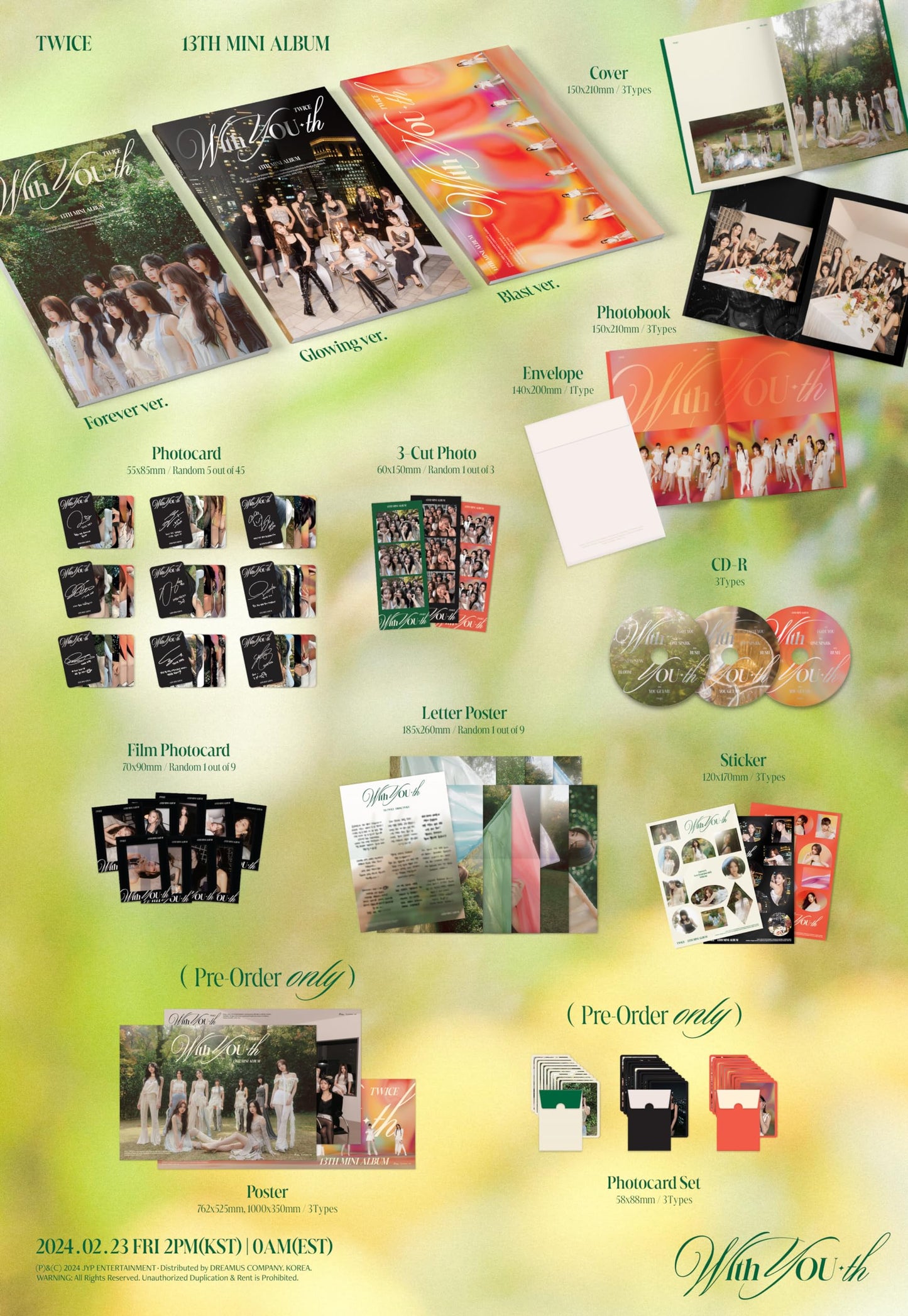 DREAMUS Twice with You-th 13th Mini Album Standard Version CD+Letter Poster+Photobook+Photocard+3Cut Photo+Film photocard+Sticker+Tracking Sealed TWC (Forever Version)